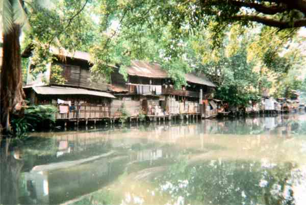 Houses By River In Bangkok